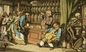 Minulla on salainen taito parantaa kaikki ihmisten kärsimät sairaudet, Rudolph Ackermannin (1764-1834) julkaisemasta 